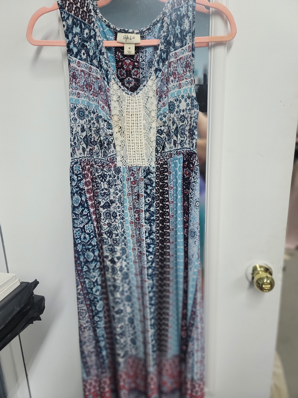 Style & Co. Multicolor Blue and Cream Boho Maxi Dress